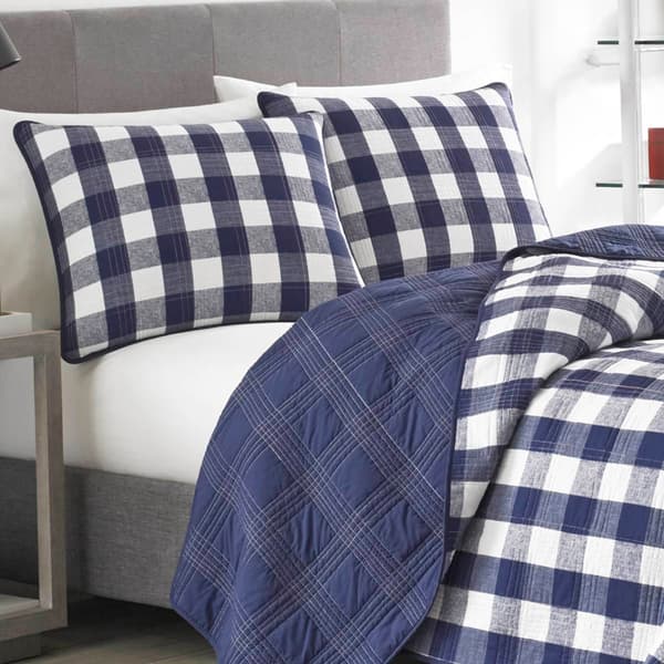 Eddie Bauer Lakehouse 136 TC Reversible Quilt Set - Blue