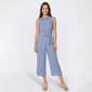 Womens Luxology Sleeveless Challis Stripe Belted Crop Jumpsuit - image 1