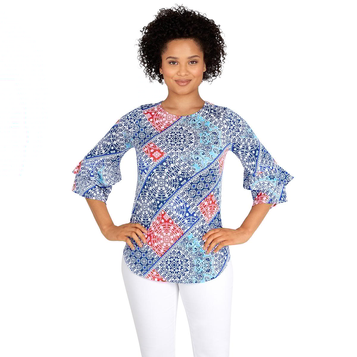 Petite Ruby Rd. Must Haves II Bandana Print Scoop Neck...