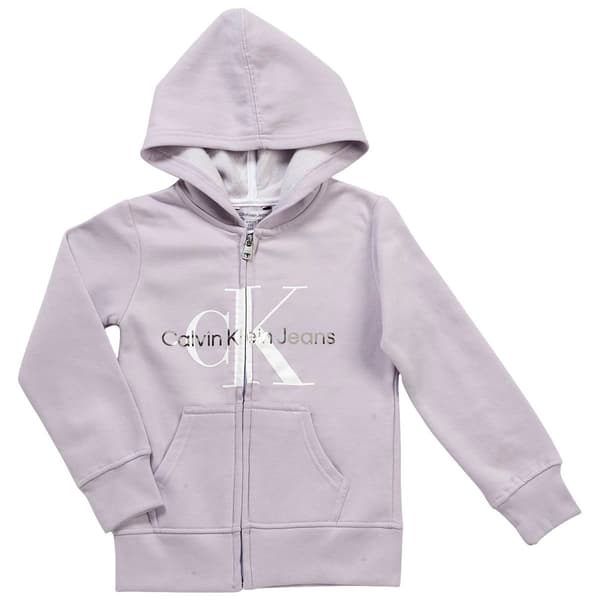 Girls &#40;7-16&#41; Calvin Klein Monogram Logo Zip Hoodie - image 