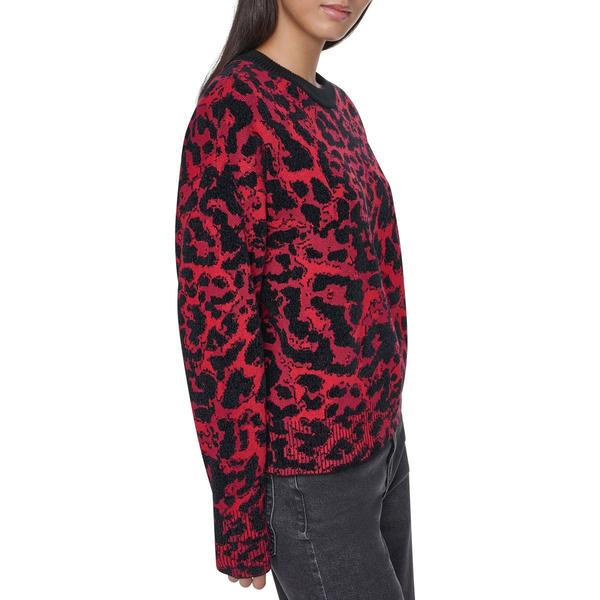 Womens DKNY Long Sleeve Abstract Crew Neck Sweater