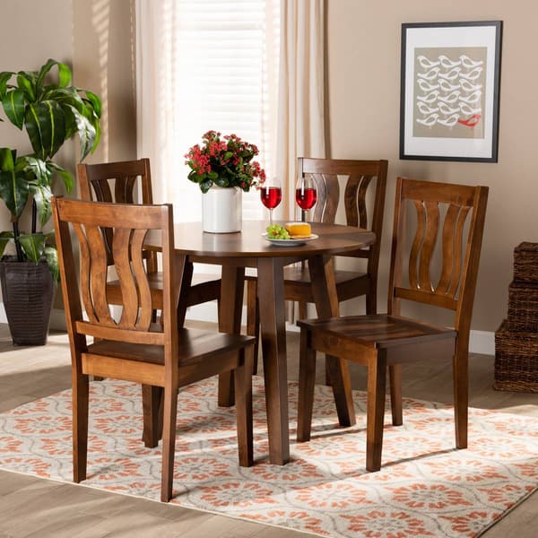 Baxton Studio Anesa Walnut Brown Finished Wood 5pc. Dining Set