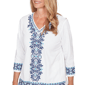 Womens Alfred Dunner Mykonos Scroll Embroidered V Neck Blouse - image 5