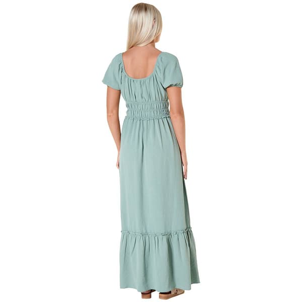 Derek Heart Juniors Smocked Waist Puff Sleeve Maxi Dress