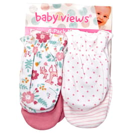 Baby Girl (NB) Baby Views 4pk. Floral Deer Mittens