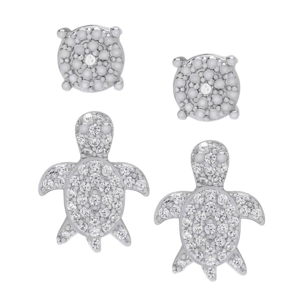 Accents by Gianni Argento Round & Turtle Stud Earrings Set - image 