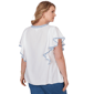 Plus Size Ruby Rd. French Riviera Ruffle Sleeve Embroidery Blouse - image 2