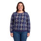 Plus Size Emily Daniels Long Sleeve Argyle Hacci Sweater - Navy - image 1