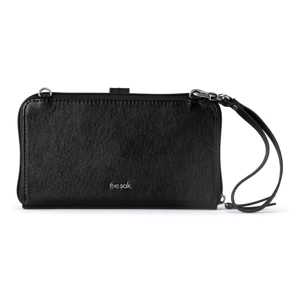 The Sak Black Leaf Embossed Smartphone Wristlet