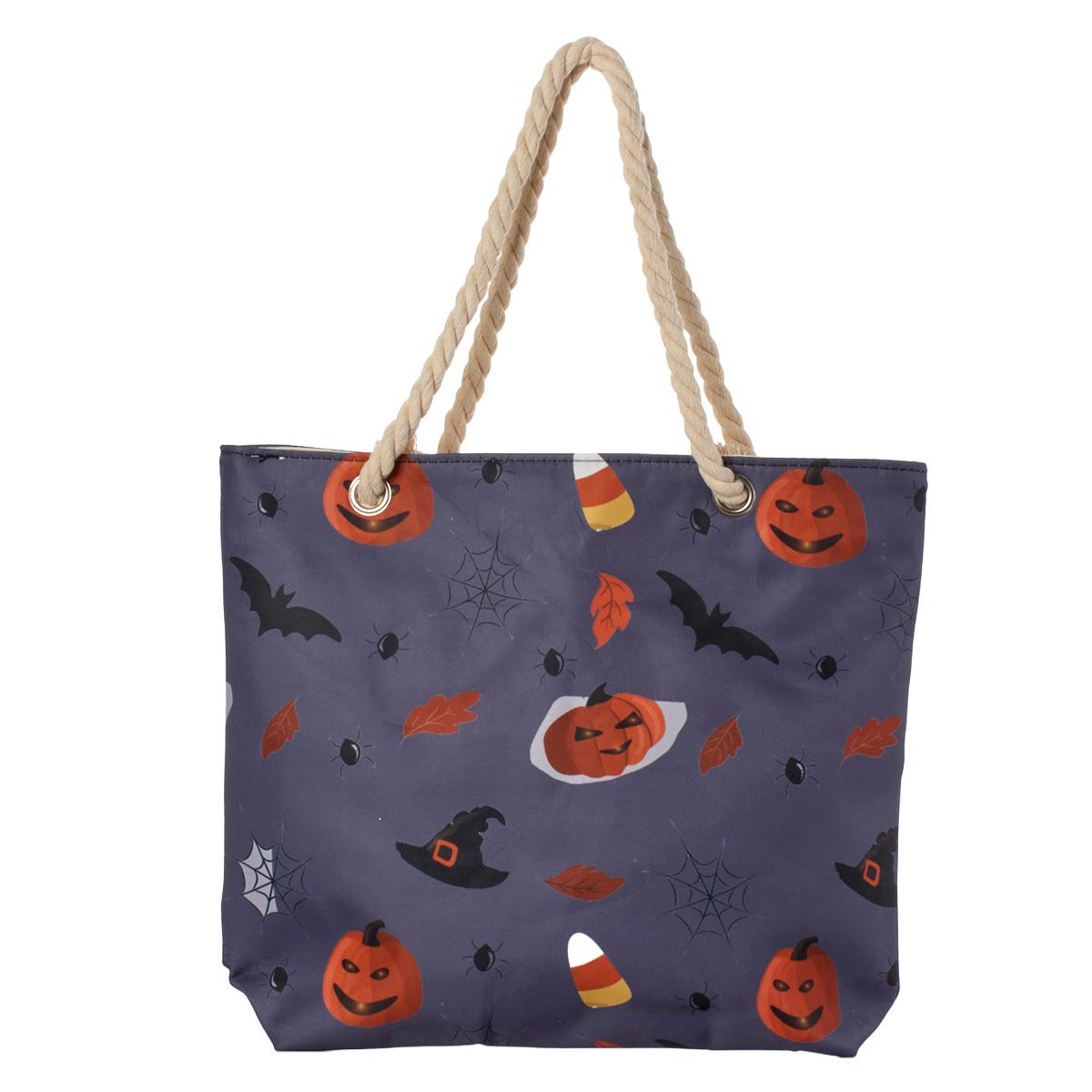 Renshun Pumpkins Bat Web Spider Candy Leaf Tote
