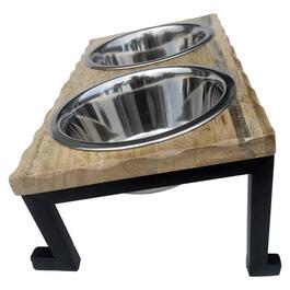 Indipets Luxe Craft Wooden Slated Elevated Feeder