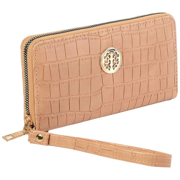 Womens Sasha Matte Croco Zip Around Wallet