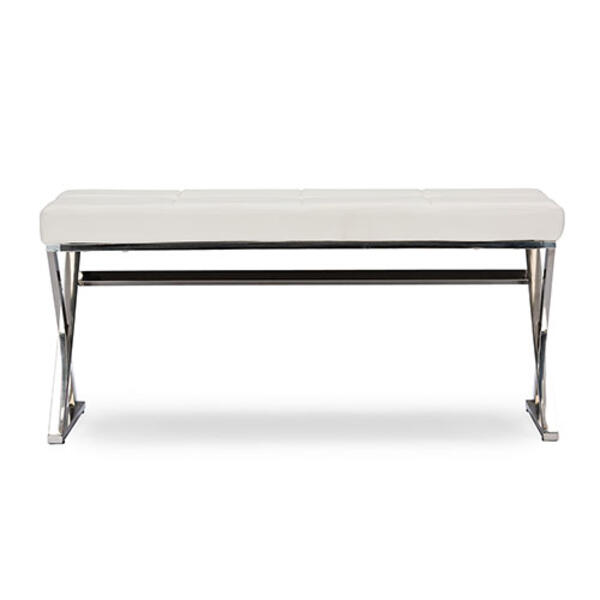 Baxton Studio Herald Stainless Steel & Upholstered Bench