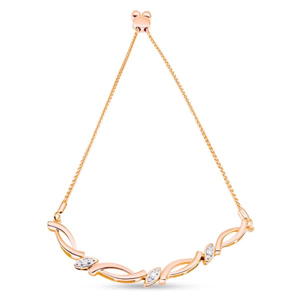 Haus of Brilliance 14kt. Rose Gold Plated Diamond Bolo Bracelet
