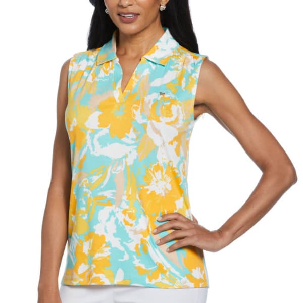 Womens Rafaella&#174; Sleeveless Floral Ribbed Polo
