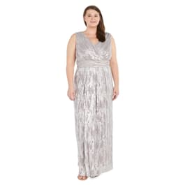 Plus Size R&M Richards Sleeveless Metallic Surplus Maxi Dress