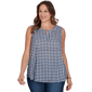 Plus Size Emaline Sapphire Serenade II Sleeveless Gingham Blouse - image 1