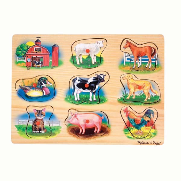 Melissa &amp; Doug® 8pc. Farm Sound Wooden Peg Puzzle