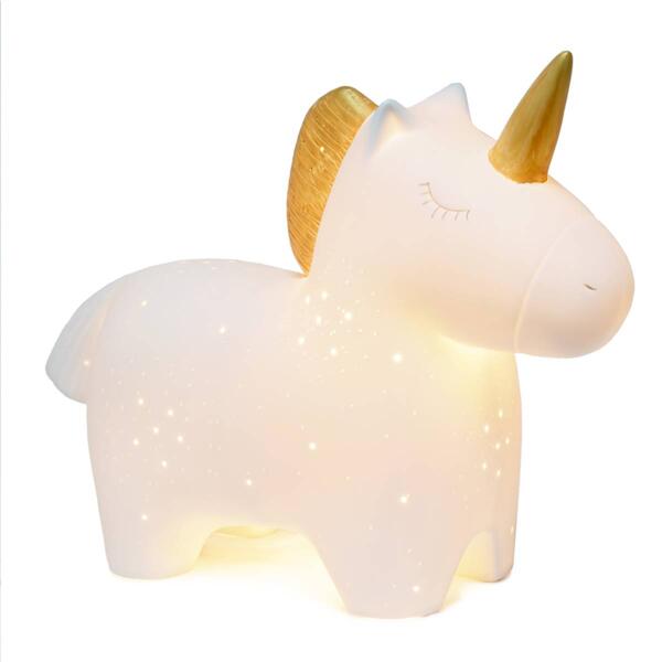 Simple Designs Porcelain Unicorn Shaped Table Lamp - image 