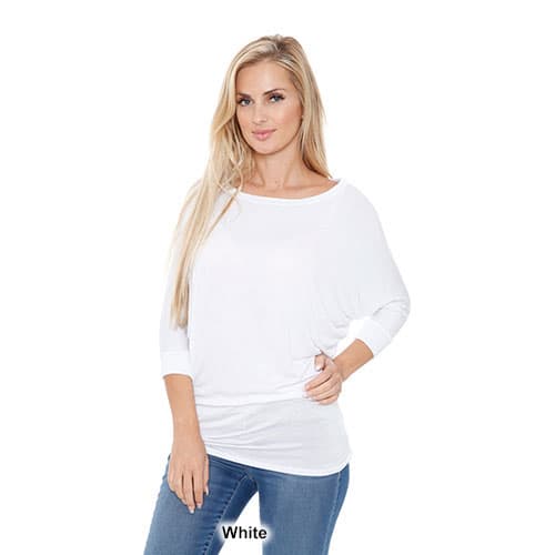 Womens White Mark Banded Dolman Center Marled Top
