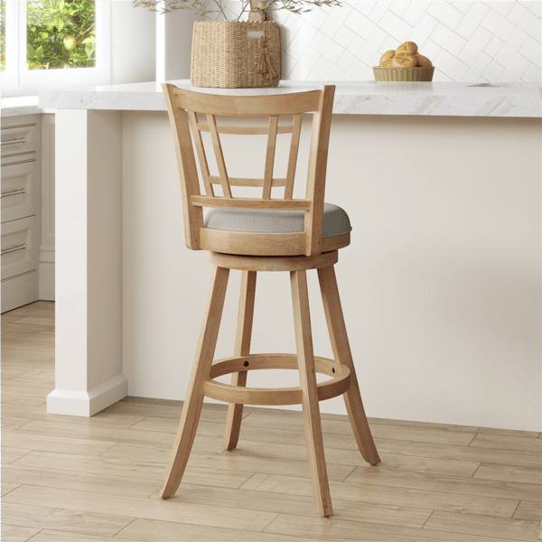 HH2 Home Fairfox Natural Wood Bar Height Swivel Stool