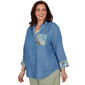 Plus Size Alfred Dunner Indigo Girls Button Front Denim Blouse - image 3