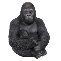 Hi-Line Gift Gorilla Sitting with Baby Garden Statue
