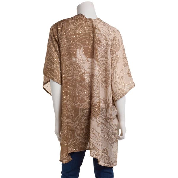 Womens Anne Klein Floral Foil Dotted Kimono