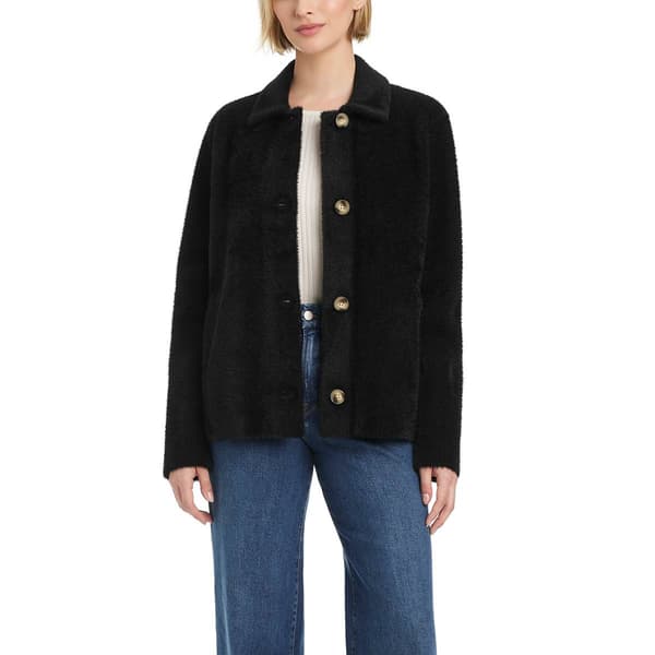 Womens Vince Camuto Single Breasted Short Stretch Knit Coat