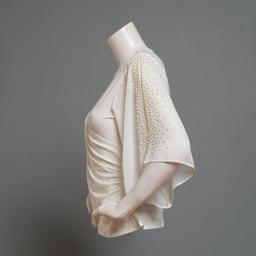 Womens MSK Chiffon Pearl Trim Cold Shoulder Elbow Sleeve Blouse