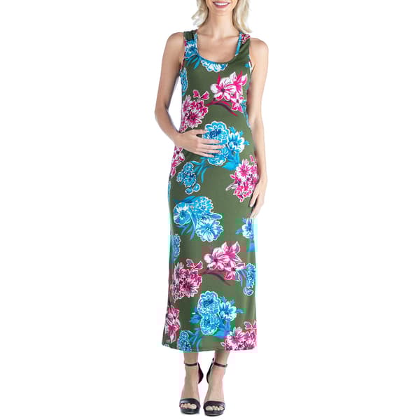 Plus Size 24/7 Comfort Apparel Floral Racerback Maternity Dress