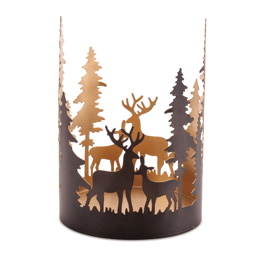 Melrose Cut Metal Deer & Forest Candle Holder - Set of 2