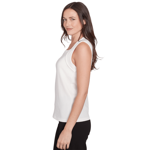 Petite Emaline Essentials Wavy Texture Square Neck Tank Top