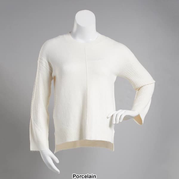 Womens Calvin Klein Cable Long Sleeve Crew Seam Front Sweater