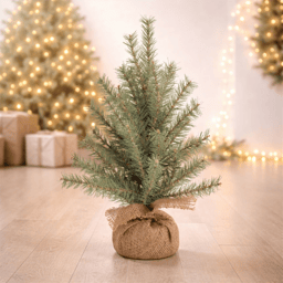 Melrose 1.5ft. Glittered Pine Tree in Burlap