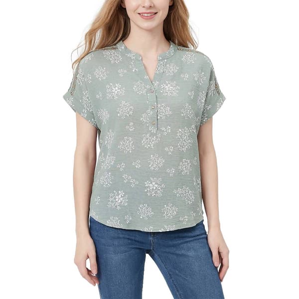 Womens NY Collection Short Sleeve Floral Prnted Pullover Airflow - image 