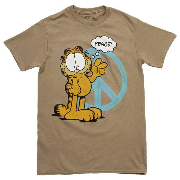 Young Mens Short Sleeve Garfield Peace Tee - image 