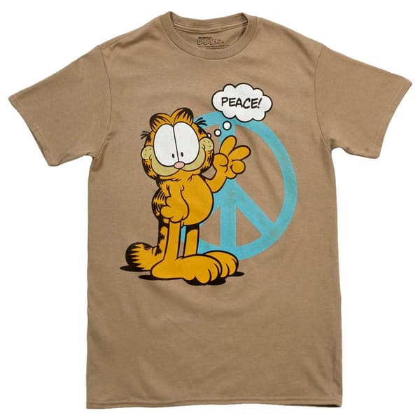 Young Mens Short Sleeve Garfield Peace Tee - image 