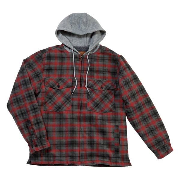 Mens Mountain Ridge® Flannel Hooded Jacket - Burgundy - Boscov's