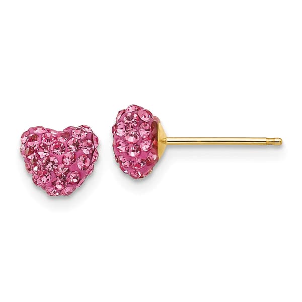 Gold Classics&#40;tm&#41; 14kt. Rose Crystal Heart Stud Earrings - image 