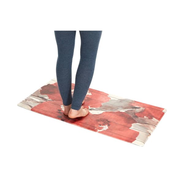 J&V Textiles Cloud Comfort Anti-Fatigue Red Floral Kitchen Mat