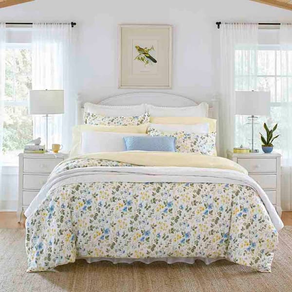 Laura Ashley Meadow Floral Cotton Duvet Reversible Cover Set - image 