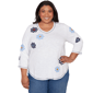 Plus Size Alfred Dunner Port Side Embellished Floral Button Top - image 1