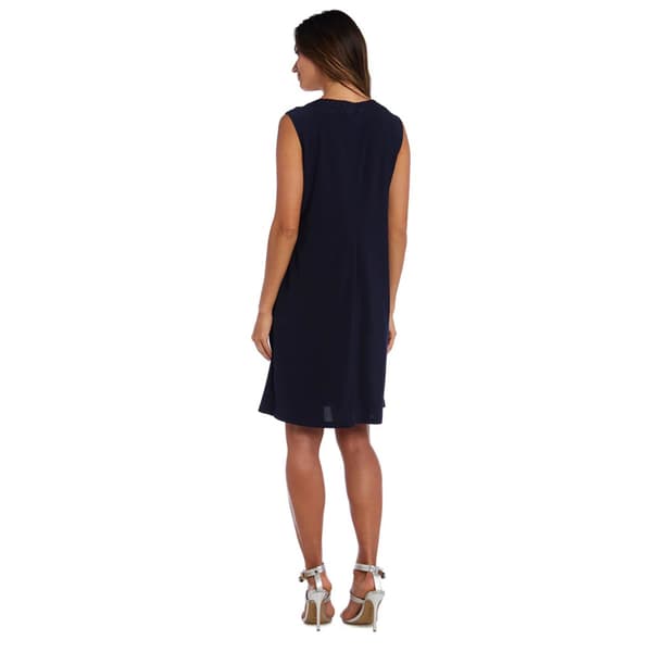 Womens R&M Richards Glitter Jacket Dress with Necklace