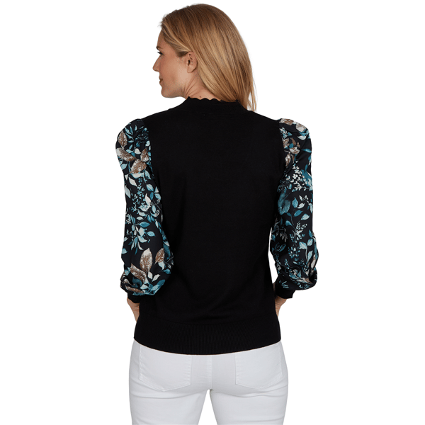 Womens Emaline Feminine Mystique Long Floral Sleeve Sweater