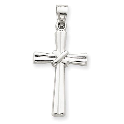 14kt. White Gold Hollow Cross Pendant - image 
