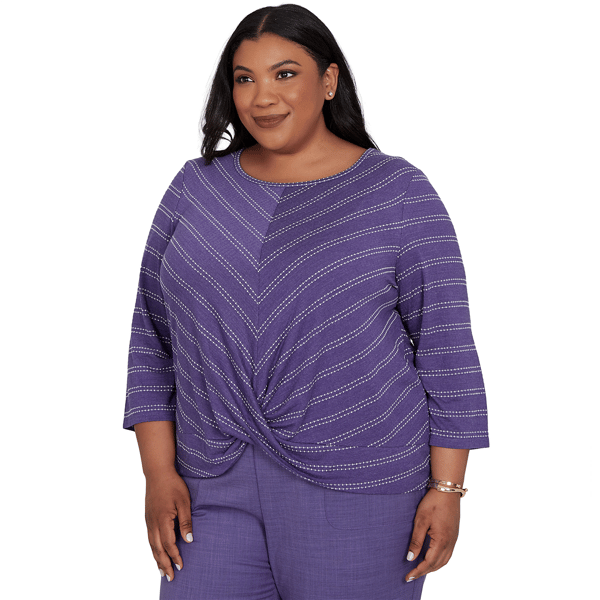 Plus Size Alfred Dunner Grand Bazaar Twisted Hem Chevron Blouse