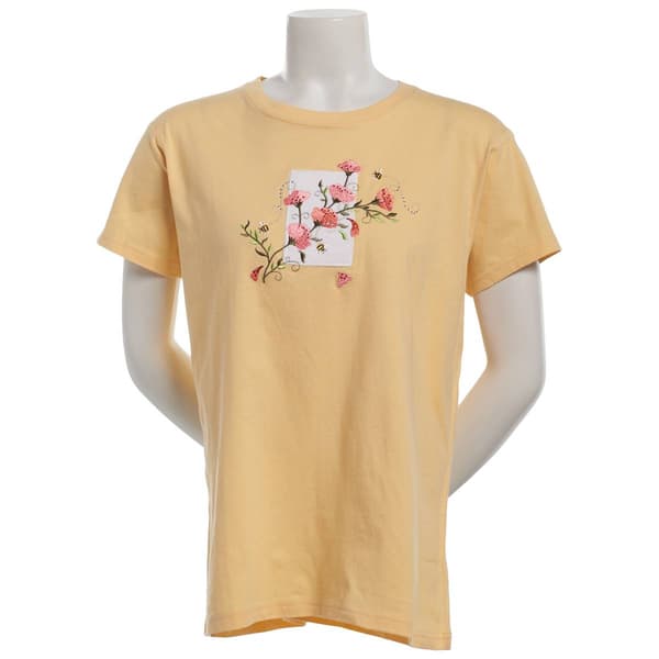 Womens Top Stitch by Morning Sun Bee Floral Buds Tee