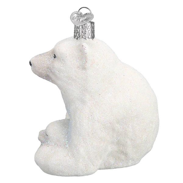 Old World Christmas Polar Bear With Cub Glass Ornament