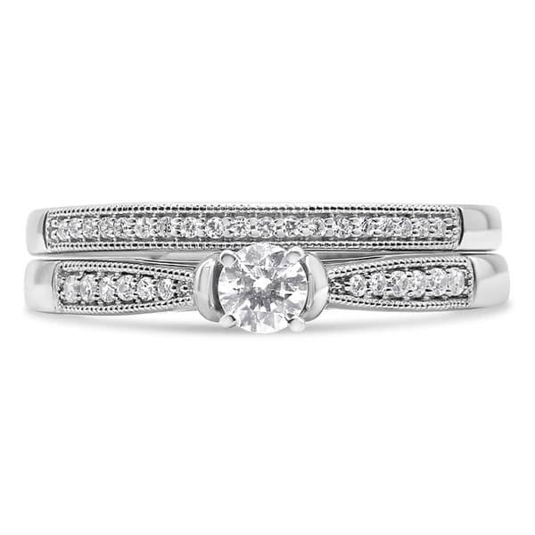 Haus of Brilliance Sterling Silver 1/3ctw. Diamond Bridal Set